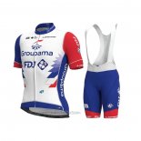 2021 Fahrradbekleidung Groupama-FDJ Rot Blau Wei Trikot Kurzarm und Tragerhose (2)